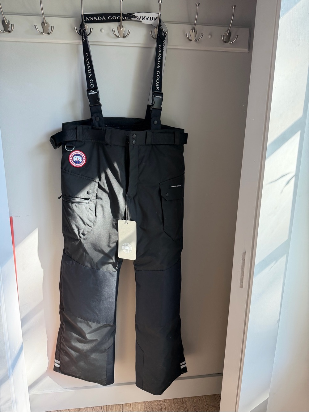 Canada Goose Black Men's Snow Overalls with Branded Suspenders